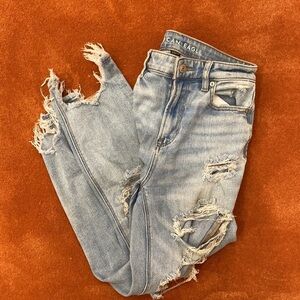 American eagle mom Jean destroyed style stretch and holy holy  size 4 short